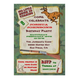 Camoflage Deer Hunting Birthday Party Custom Invite