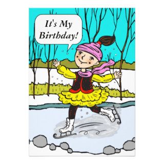Custom Ice Skating Girl Birthday Party Invitation
