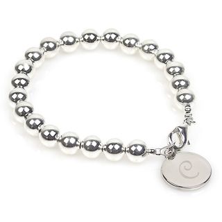 Silvertone Bead and Initial Charm Bracelet Personalized Bracelets