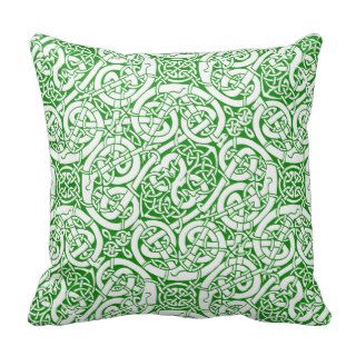 Grass Green Celtic Knot Design Throw Pillow