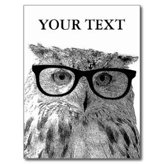 Funny animal postcards  Owl wearing glasses photo