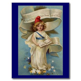 Little Liberty Girl Sings My Country 'Tis of Thee Postcard