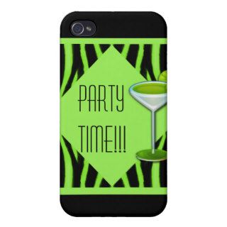 Green Martini and Lime Zebra Stripes Cover For iPhone 4