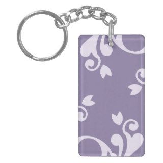 Luxury Ornamental Antique Damask Purple, White Acrylic Keychain