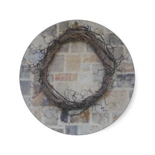 Grapevine Wreath on stone fireplace Sticker