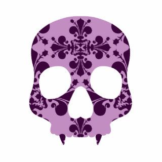 Punk purple damask fanged skull photo cutouts