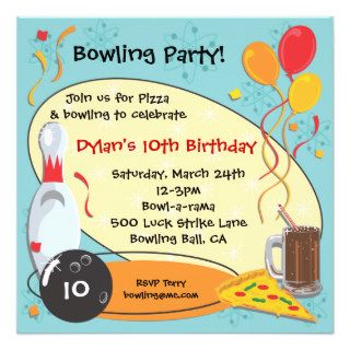 Retro Bowling Birthday Party Invitation Card
