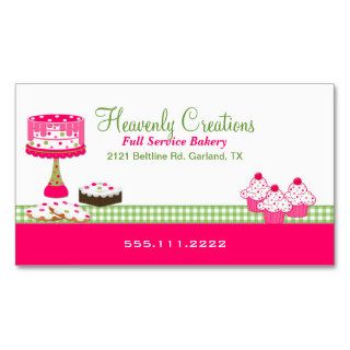 Stylish Pink and Green Bakery Business Card
