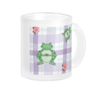 Froggies & Flowers Frosted Glass Mug