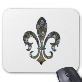 Peacock Fleur De lis Mousepad