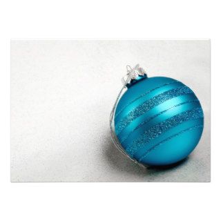 Christmas and Hanukkah Blue Holiday Ornament Invitations