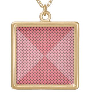 Girly Hipster Brown Pink Coral Polka Dots Triangle Personalized Necklace