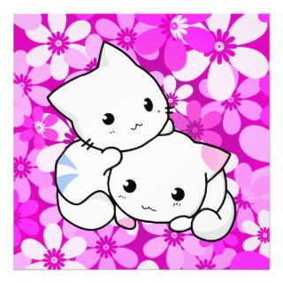 Two Kittens on pink Background Photographic Print