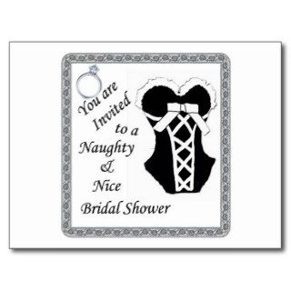 bridal Shower invite   Naughty & Nice black & whit Post Cards