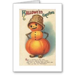 Vintage Halloween Greetings Pumpkin Greeting Card