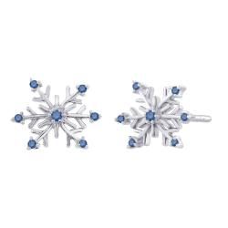 14k White Gold 1/8ct TDW Blue Diamond Snowflake Earrings Diamond Earrings