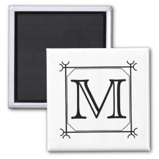 Your Letter. Custom Monogram. Black and White Fridge Magnets