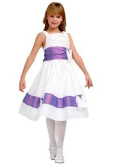 Süßes Taft Kinderkleid Weiss Lila Gr.164 (CH013) Bekleidung