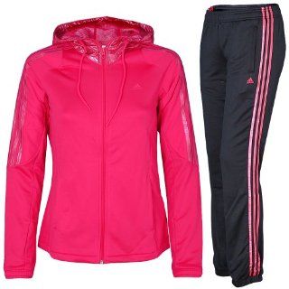 Adidas Damen Trainingsanzug mit Kapuze MEDAL SUIT pink schwarz (XS (164)) Sport & Freizeit