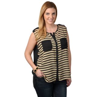 Tressa Designs Women's Contemporary Plus Striped Sleeveless Top Tressa Collection Tops