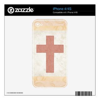 Unique Pink Colored Cross Design 1 Decal For The iPhone 4S