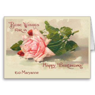 Vintage romantic friendship rose birthday card