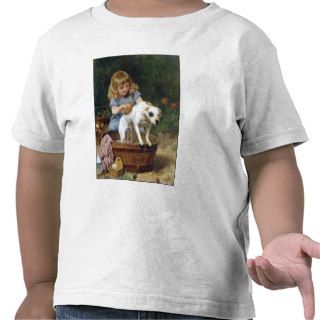 Giving the Dog a Bath   Dog Painting by de Schyver Tshirts