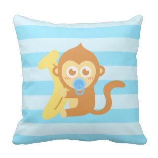 Cute Baby Monkey With Banana Throw Pillow