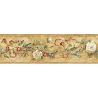 The Wallpaper Company 6.13 in. x 15 ft. Brown Earth Tone Floral Trail Border WC1280323