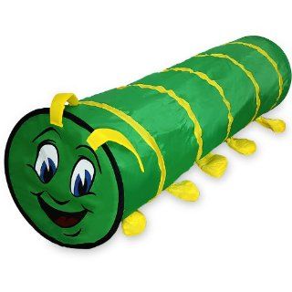 Relaxdays Spieltunnel Krabbeltunnel Spielzelt Zelt Pop up Raupe grün/gelb ca. 180 cm lang Spielzeug