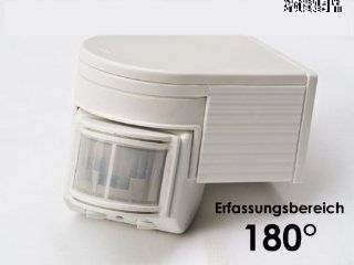 230V Bewegungsmelder, 180° Erfassungsbereich, IP 44, Weiss Beleuchtung