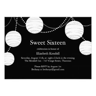 Black & White Party Lantern Sweet 16 Invitation