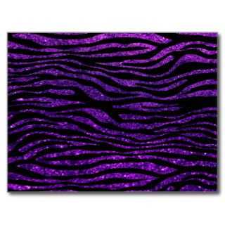 Animal Print, Zebra Stripes, Glitter   Purple Postcards