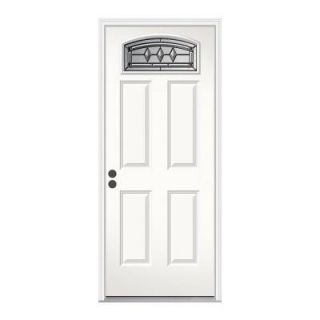 JELD WEN Mission Prairie Camber Top Primed White Steel Entry Door with Brickmold THDJW166700579