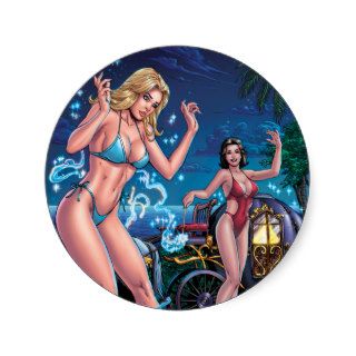 Grimm Fairy Tales   Cinderella pinup art by Al Rio Round Sticker
