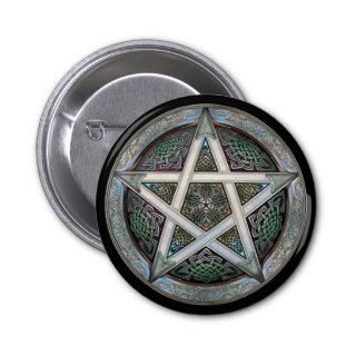 Silver Pentacle Round Button