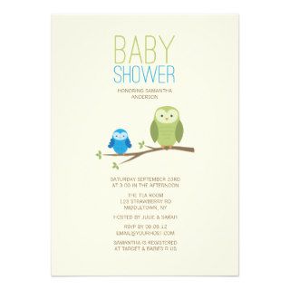 Modern Owl Baby Shower Invitation   Boy