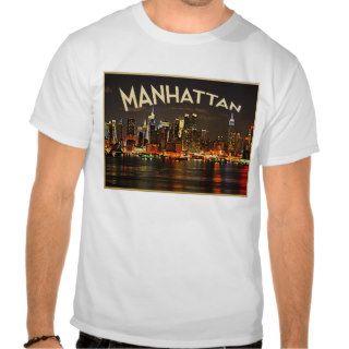 Manhattan Night Skyline T Shirts