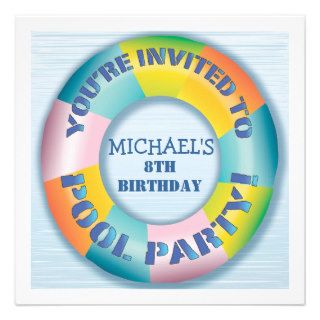 Birthday Pool Party Colorful Fun Float Invitation
