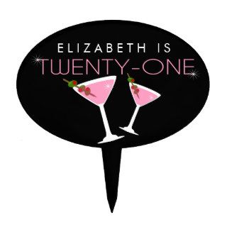 Pink Martini 21st Birthday Party Cake Topper