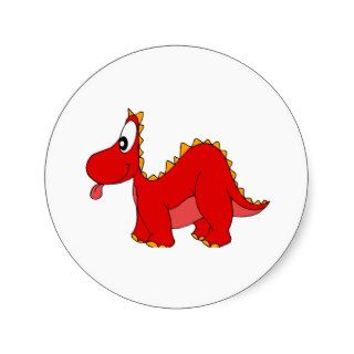 Red Cute Dragon Round Stickers