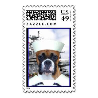 Navy Sailor Boxer Dog Stamp
