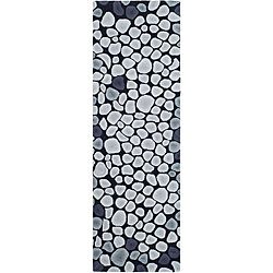 Handmade Soho Pebbles Black/ Grey N. Z. Wool Runner (2'6 x 8') Safavieh Runner Rugs