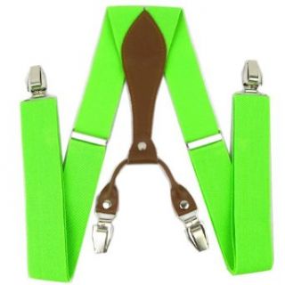 Enwis Mens Suspenders Braces Polyester Elastic Adjustable Clip on Solid Viridity at  Mens Clothing store