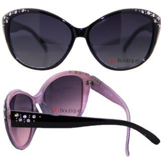 Black & Pink   Rhinestone Cat Eye Sunglasses Dark Lens FREE POUCH 80351RS  Other Products  