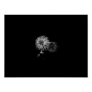 Black & White Fireworks Print