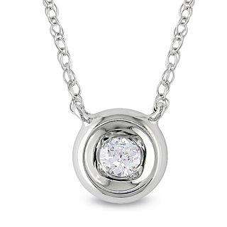 Miadora 10k White Gold 1/10ct TDW Diamond Solitaire Necklace (H I, I2 I3) Miadora Diamond Necklaces