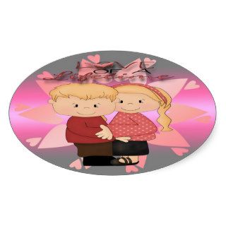 Valentine's Couple Oval Stickers