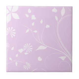 Elegant Classy Spring Flowers Pink White Tiles