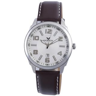 Viceroy Spain Men's Visept11 White Dial Brown Leather Band Date Watch Viceroy Men's More Brands Watches